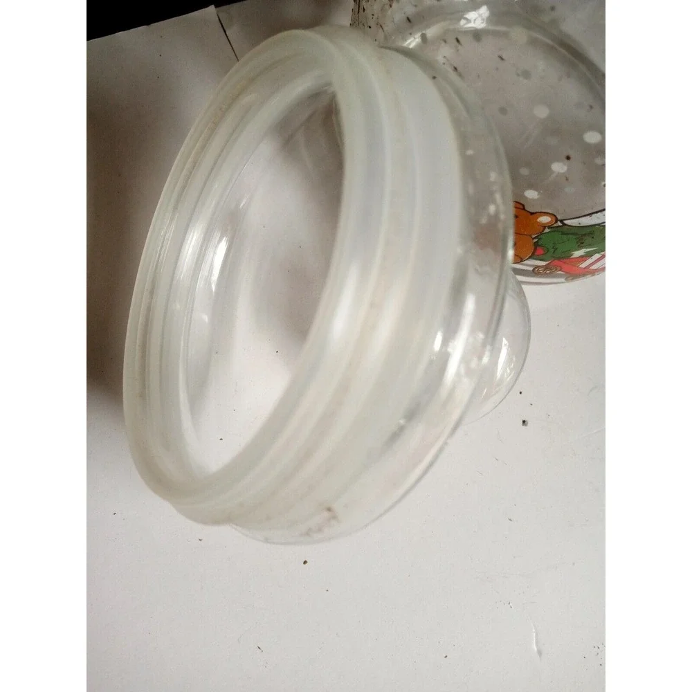 Vintage Christmas Tree &‎ Toys Clear Glass Candy Treat Jar With Lid EUC